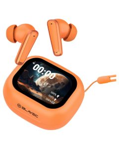 Blavec BW-07 Live (BW07L-O) TWS Wireless Bluetooth Stereo Earbuds with LCD Screen - Orange - MT83413