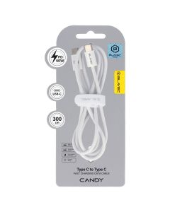 Blavec Candy Braided Fast Charging Data Cable PD 60W 3A (CCA-CC3W30) Καλώδιο Φόρτισης Type-C to Type-C 3m White