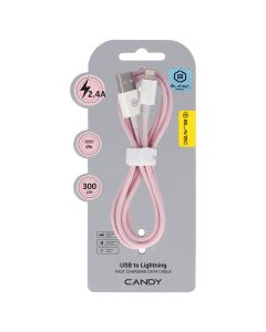 Blavec Candy Braided Fast Charging Data Cable 2,4A (CCA-UL24P30) Καλώδιο Φόρτισης USB to Lightning 3m Pink