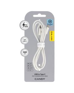 Blavec Candy Braided Fast Charging Data Cable PD 60W 3A (CCA-UC3W30) Καλώδιο Φόρτισης USB to Type-C 3m White