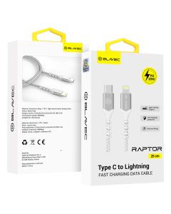 Blavec Raptor Braided Fast Charging Data Cable 20W Apple Car Play (CRA-CL24WS025) Καλώδιο Φόρτισης Type-C to Lightning 0.25m White / Silver