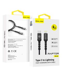 Blavec Raptor Braided Fast Charging Data Cable 20W Apple Car Play (CRA-CL24BG10) Καλώδιο Φόρτισης Type-C to Lightning 1m Black / Grey