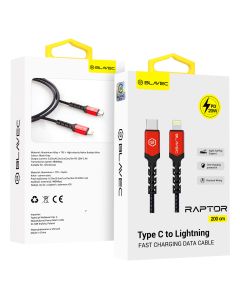 Blavec Raptor Braided Fast Charging Data Cable 20W Apple Car Play (CRA-CL24BR20) Καλώδιο Φόρτισης Type-C to Lightning 2m Black / Red