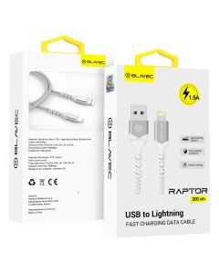 Blavec Raptor Braided Fast Charging Data Cable 1.5A (CRA-UL15WS20) Καλώδιο Φόρτισης USB to Lightning 2m White / Silver