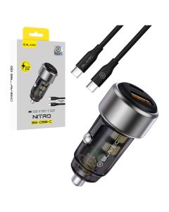 Blavec BS-05B-C Nitro Car Charger Type-C / USB QC 3.0 18W PD 65W with Type C to Type C Cable (CCBS05BCN-UCB) Φορτιστής Αυτοκινήτου - Black - MT82808