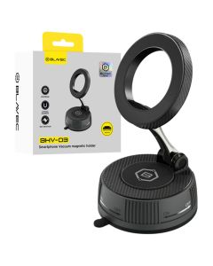 Blavec BHV-03 MagSafe Vacuum Car Windshield / Dashboard Phone Holder with Gel (BHV03-PMB) Black - MT81717