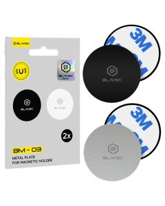 Blavec Metal Plate for Magnetic Holder BM-03 (set of 2 pieces) Round (40mm) Μαγνητικές Πλάκες - Black / Silver