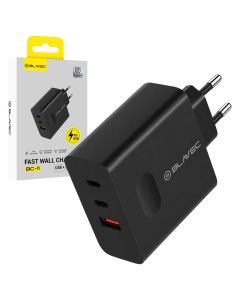 Blavec Wall Charger BC-11 USB + 2xType C - PD QC 65W 3A (TCBC11G-U2CB653A) Αντάπτορας Φόρτισης - Black - MT83809