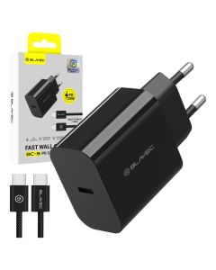 Blavec Wall Charger BC-9 Type C - PD 20W 3A with Type C to Type C Cable (TCBC9-CB203A+CC) Αντάπτορας Φόρτισης - Black - MT83812