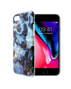Marble Design Slim Fit Gel Case Θήκη Σιλικόνης Blue (iPhone 7 / 8 / SE 2020 / 2022)