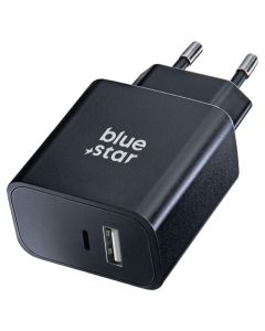 Blue Star TFB-TC-25WPD Travel Charger PD QC4.0 3A 25W Φορτιστής USB-A + Type-C - Black - MT78430