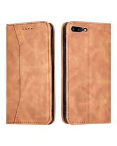Bodycell PU Leather Book Case Θήκη Πορτοφόλι με Stand - Brown (iPhone 7 Plus / 8 Plus)
