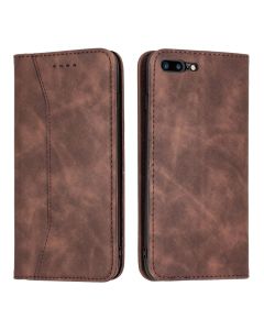 Bodycell PU Leather Book Case Θήκη Πορτοφόλι με Stand - Dark Brown (iPhone 7 Plus / 8 Plus)