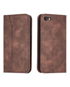 Bodycell PU Leather Book Case Θήκη Πορτοφόλι με Stand - Dark Brown (iPhone 7 / 8 / SE 2020)