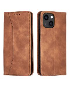 Bodycell PU Leather Book Case Θήκη Πορτοφόλι με Stand - Brown (iPhone 13)
