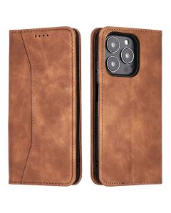 Bodycell PU Leather Book Case Θήκη Πορτοφόλι με Stand - Brown (iPhone 13 Pro)