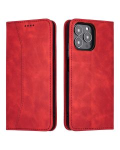 Bodycell PU Leather Book Case Θήκη Πορτοφόλι με Stand - Red (iPhone 13 Pro Max)
