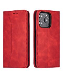 Bodycell PU Leather Book Case Θήκη Πορτοφόλι με Stand - Red (iPhone 13 Pro)