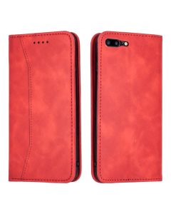 Bodycell PU Leather Book Case Θήκη Πορτοφόλι με Stand - Red (iPhone 7 Plus / 8 Plus)