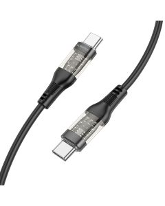 Borofone BU37 Transparent Exploration Cable Καλώδιο Φόρτισης PD 60W 3Α Type-C σε Type-C 1.2m - Black