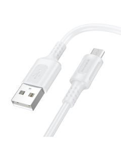 Borofone BX111 Feliz Cable Καλώδιο Φόρτισης 2.4A USB σε Micro USB 1m - White