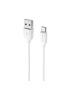 Borofone BX19 Benefit Cable Καλώδιο Φόρτισης 2.4A USB σε Micro USB 1m - White