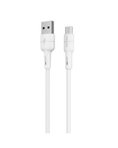 Borofone BX30 Silicone Cable Καλώδιο Φόρτισης 2.4A USB σε Micro USB 1m - White