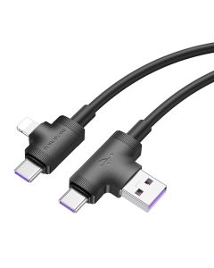 Borofone BX73 4in1 Cable USB / Type-C to Lightning / Type-C 5A Καλώδιο Φόρτισης 1m - Black