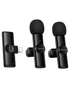 Borofone BFK16A Winner Wireless Lavalier Double Microphone Lightning Ασύρματο Μικρόφωνο - Black - MT83470
