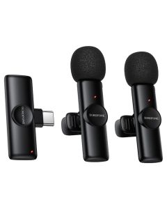 Borofone BFK16A Winner Wireless Lavalier Double Microphone Type C Ασύρματο Μικρόφωνο - Black - MT83469