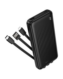 Borofone BJ79 Clever USB - Type C / Lightning Cables Power Bank Εξωτερική Μπαταρία 10000mAh - Black - MT80456