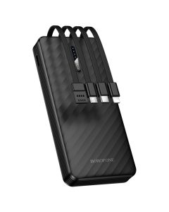 Borofone BJ84 Smooth USB with USB, Type C, Lightning and Micro USB Cables Power Bank Εξωτερική Μπαταρία 10000mAh - Black - MT83468