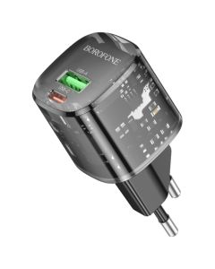 Borofone BN17 Sunlight Wall Charger USB / Type-C QC 3.0 PD 20W 3A Αντάπτορας Φόρτισης Τοίχου - Black