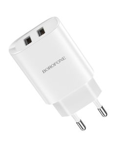 Borofone BN2 Super Wall Charger 2x USB 2.1A Αντάπτορας Φόρτισης Τοίχου - White