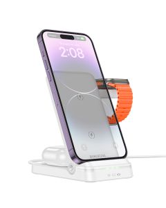 Borofone BQ33 Clever 3in1 15W Wireless Charger Ασύρματος Φορτιστής White