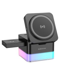 Borofone BQ34 Square 3in1 15W Wireless Charger Ασύρματος Φορτιστής (Apple Watch Series) Black