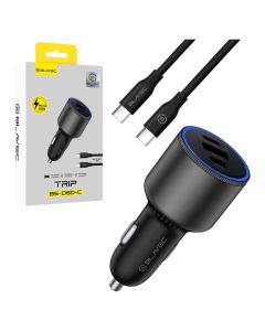 Blavec BS-06D-C Trip Car Charger 2xType-C / USB QC 3.0 18W PD 65W with Type C to Type C Cable (CCBS06DCQ-U2CB) Φορτιστής Αυτοκινήτου - Black - MT83418