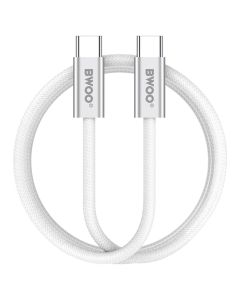 BWOO BO-X317C-C Fast Charging Data Braided Cable 240W PD Καλώδιο Φόρτισης Type-C to Type-C 1m White - MT82769