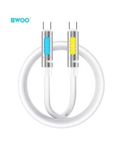 BWOO BO-X325C-C Fast Charging Data Scented Cable with RGB Lighting 240W PD Καλώδιο Φόρτισης Type-C to Type-C 1.2m White - MT82768