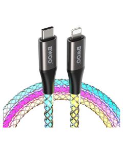 BWOO X279C-L Fast Charging RGB Data Cable 27W 3A Καλώδιο Φόρτισης Type-C PD to Lightning 2m Multicolor