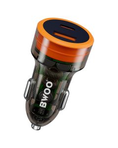 BWOO 38W 2-Port Car Charger PD Διπλός Φορτιστής Αυτοκινήτου USB / Type-C - Transparent - MT81750