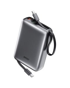 BWOO BO-P73 Power Bank 22.5W 20000mAh with 2 built-in Cables Type-C / Lightning Εξωτερική Μπαταρία - Black - MT82757