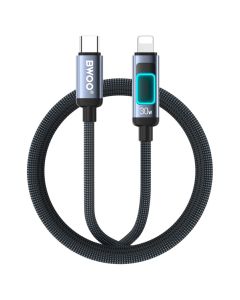 BWOO BO-X324C-L Fast Charging Data Cable with Light Display 27W PD Καλώδιο Φόρτισης Type-C to Lightning 1m Black - MT82766