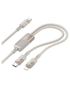HOCO U139 2in1 Cable Type-C to Lightning / Type-C 5A 100W Καλώδιο Φόρτισης 1.2m - Gold - MT80909