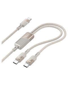 HOCO U139 2in1 Cable Type-C to 2xType-C 5A 100W Καλώδιο Φόρτισης 1.2m - Gold