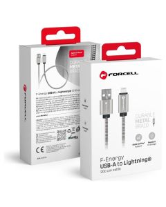 Forcell F-ENERGY C236 Metal 12W Καλώδιο Φόρτισης 2.4A USB σε Lightning 2m - Silver - MT82657