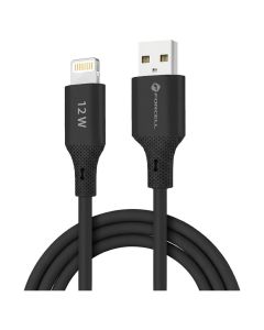 Forcell F-ENERGY C343 Silicone 12W Καλώδιο Φόρτισης 2.4A USB σε Lightning 1m - Black - MT82651