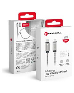 Forcell F-ENERGY C238 Metal 27W Καλώδιο Φόρτισης 3A Type C σε Lightning 2m - Silver - MT82665