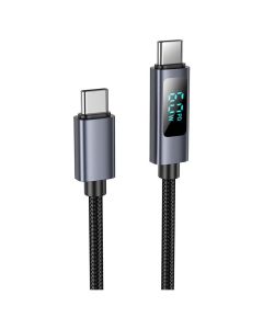 HOCO X112 Cable with Display Type-C to Type-C Data Sync & Charging 3A 60W PD 1m - Black - MT80927
