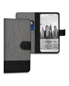 KWmobile Canvas Wallet Case (40297.01) Θήκη Πορτοφόλι με δυνατότητα Stand‏ Gray / Black (Coolpad Porto S)